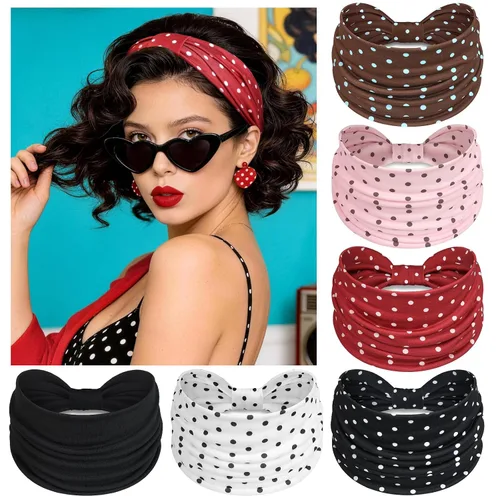 Vista 24 de Awumbuk Diademas anchas para mujeres anudadas antideslizantes bandas para la cabeza suaves diadema turbante accesorios para el cabello boho africano