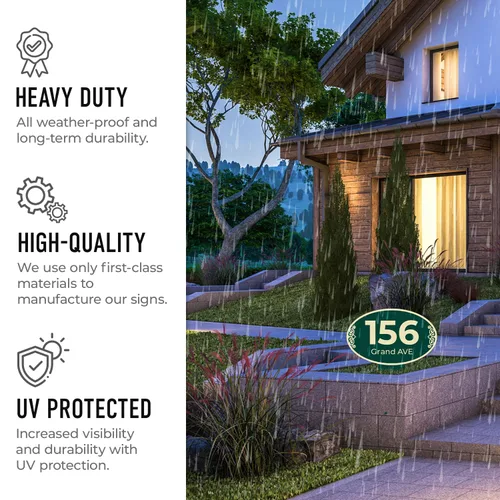 Vista 4 de Letrero personalizado de dirección de casa, placa de dirección de césped, números de casa personalizados para Navidad al aire libre, 12 x 15