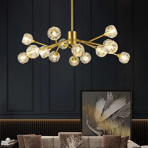 Vista 14 de Weesalife Sputnik - Candelabros para comedor, 6 luces de 25 pulgadas de diámetro Black Sputnik Chandeliers Adjustable Height Modern Crystal