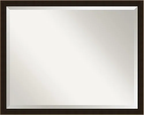 Vista 77 de Amanti Art Espejo de pared marrón de 26 x 22 pulgadas, espejo rectangular de baño de Alejandría marrón rústico para decoración de pared, sala