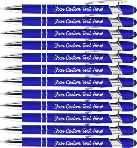 Vista 28 de Amlion Bolígrafos personalizados a granel, bolígrafos personalizados con lápiz capacitivo con nombre, mensaje y logotipo grabado, regalo
