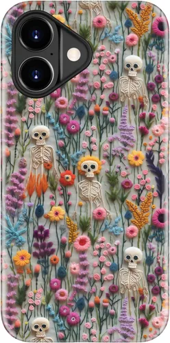 Vista 107 de Funda para iPhone 12 Mini, compatible con carga inalámbrica, protección de doble capa con elegante diseño de flores silvestres, silicona suave +
