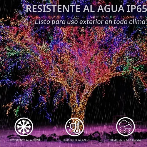 Vista 4 de KAQ - Juego de 200 luces solares LED para exteriores, impermeables, multicolor Total 66FT Flexible Wire With Bright LEDs, 8 Twinkle Modes with
