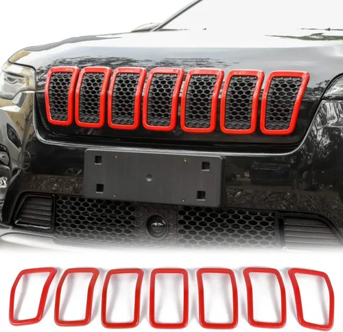 Vista 9 de JeCar Insertos de parrilla para Jeep Cherokee, insertos de rejilla delantera para Jeep Cherokee 2019-2025 (negro)