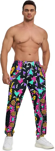 Vista 4 de INZVKJLU Pantalones deportivos para hombre, pantalones deportivos con estampado 3D, pantalones de entrenamiento con 2 bolsillos laterales