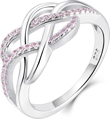 Vista 13 de YL Anillos de nudo celta de plata de ley 925, anillo de nudo torcido, piedra natal, joyería para mujer, talla 5 01-Granate-Enero