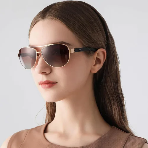 Vista 3 de CARFIA Gafas de sol polarizadas para mujer, protección UV, ultraligeras, cómodas, con marco de metal, gafas de conducción CA3210