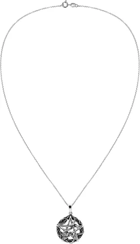 Vista 4 de AeraVida Collar con colgante de plata de ley 925 de pentagrama de serpiente entretejida Metal