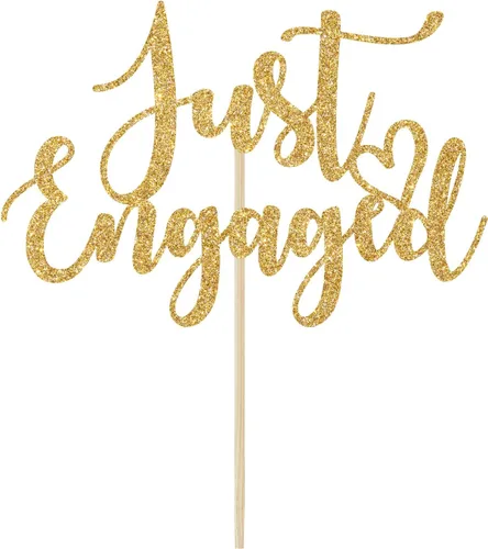 Vista 5 de Decoración de pastel Just Engaged para decoraciones de fiesta de compromiso, decoración de tartas con texto en inglés "We Engaged", decoración