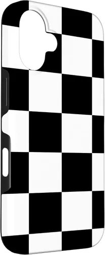 Vista 3 de Black and White Classic Checkered Big Checkerboard Pattern Case for iPhone 16