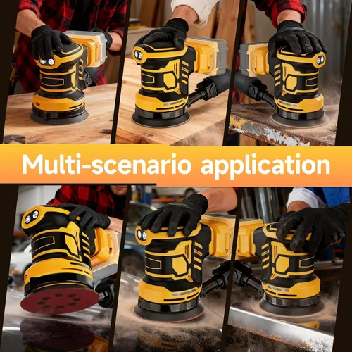 Vista 7 de Lijadora orbital aleatoria de 5 pulgadas, lijadora inalámbrica compatible con batería Dewalt de 20 V (sin batería), lijadora eléctrica sin