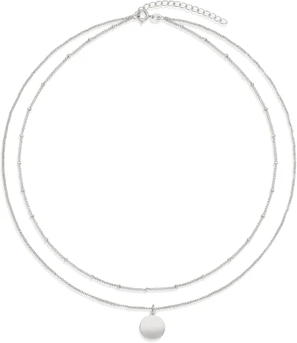 Vista 3 de Tienda Essentials Polished Disc and Beaded Chain 2 Row Layer Necklace