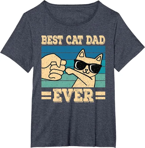 Vista 9 de Best Cat Dad Ever Vintage Funny Cat Lover Retro Men T-Shirt Asphalt Grey