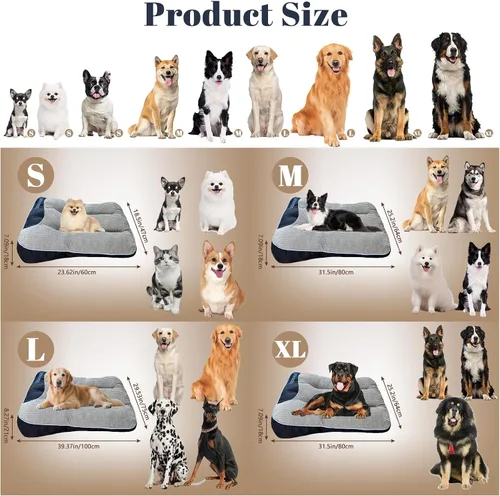 Vista 2 de Cama Ortopédica para Perros - Cama para Mascotas Tipo Sofá, Almohadilla Extra Gruesa y Cómoda para Jaula de Perros con Espacio para Moverse