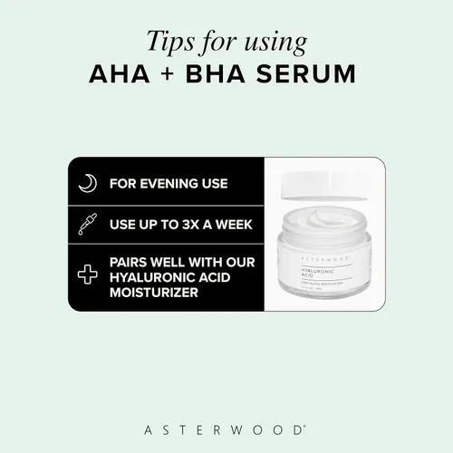 Vista 6 de Asterwood AHA + BHA suero (paquete de 4) - AHA (ácido láctico y ácido glicólico) - BHA (ácido salicílico) - Apoya la mejora de la hiperpigmentación