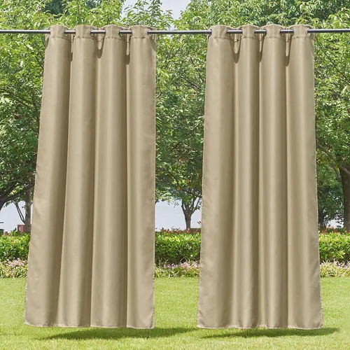 Vista 38 de NICETOWN Cortina para Exteriores para Patio Impermeable de 84 Pulgadas de Ancho, Aislamiento Térmico con Ojales Antioxidantes Bloqueo UV Cortina