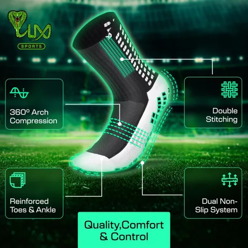 Vista 4 de LUX Sports Calcetines de Doble Agarre - Calcetines de Agarre para Fútbol para Hombres y Mujeres. Rendimiento y Comodidad GripArray