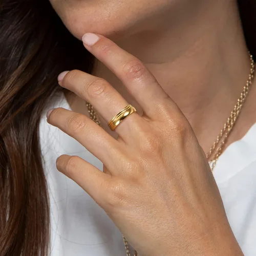 Vista 5 de Jstyle Anillos rellenos de oro de 14 quilates para mujer, anillos apilables, anillos de oro finos, anillos simples y lisos, anillo de ajuste cómodo