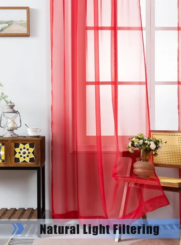 Vista 3 de WPM - Cortinas traslúcidas de gasa transparente con bolsillo para barra, 2 paneles de cortinas traslúcidas para dormitorio, cocina, sala de estar