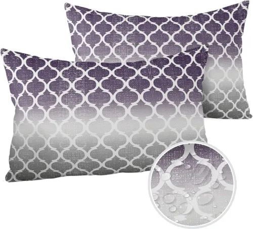 Vista 8 de Juego de 2 fundas de almohada marroquíes a cuadros para exteriores, fundas de cojín decorativas, fundas de almohada suaves impermeables de 16 x 16