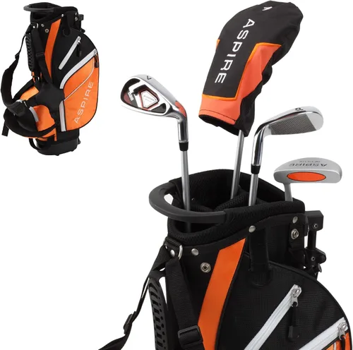 Vista 12 de Aspire Junior Plus - Juego completo de palos de golf para niños, niños de 5 años, para niños y niñas, mano derecha, bolsa de golf para niñas reales