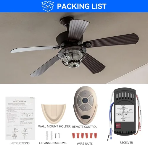 Vista 7 de Kit de control remoto universal para ventilador de techo, repuesto para Harbor Breeze, Hampton Bay, Hunter, receptor FAN28R atenuador de luz