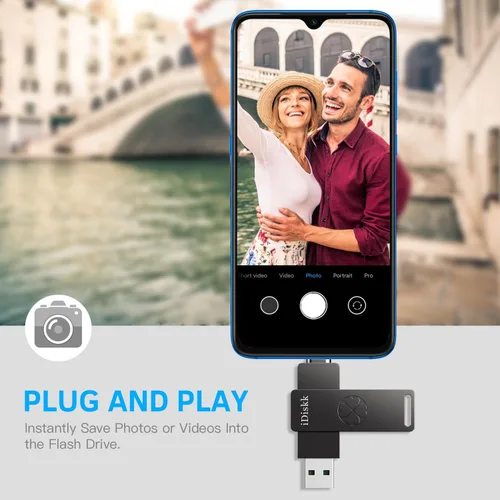Vista 7 de 【Plug-play】iDiskk - Unidad flash SSD de alta velocidad de 256 GB de 1000 MB/S para iPhone 15/15 Plus/15 Pro/15 Pro Max, USB C iPad, MacBook