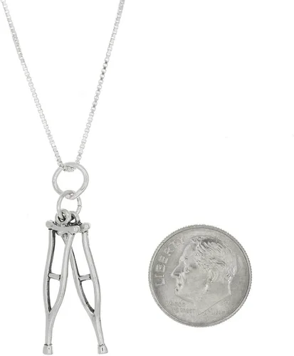 Vista 2 de LGU Collar de muletas médicas tridimensionales de plata de ley
