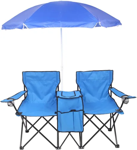 Vista 12 de Vasitelan - Silla de camping doble con paraguas, color negro