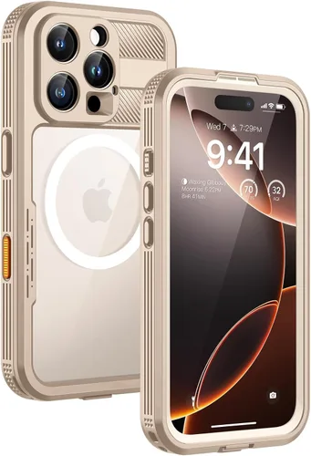 Vista 37 de Lanhiem Funda magnética impermeable para iPhone 16, protector de pantalla de privacidad integrado, compatible con MagSafe, funda antiespía de cuerpo