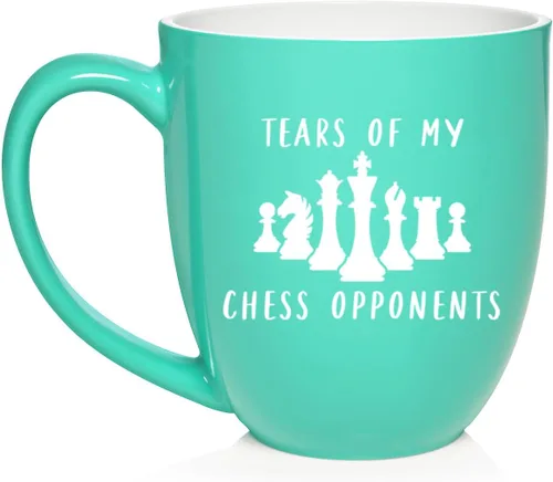 Vista 9 de Daylor Taza de café de cerámica con diseño de los oponentes de las lágrimas de mi ajedrez, regalo para ella, él, amigo, compañero de trabajo