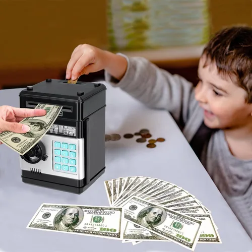 Vista 2 de Alcancía Electrónica de Cajero Automático con Contraseña de Dibujos Animados Lata de Monedas de Efectivo Puede Desplazar Automáticamente Billetes