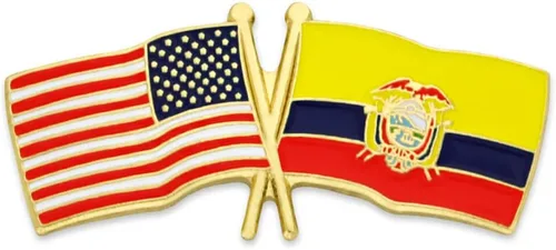 Vista 158 de PinMart Pin de solapa esmaltado con bandera de la amistad cruzada de Estados Unidos y el mundo