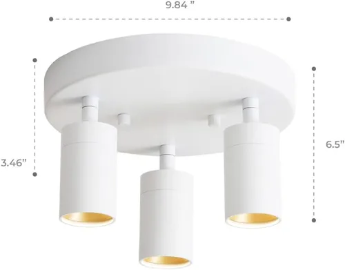 Vista 6 de Shura - Lámpara de techo LED redonda integrada de 3 luces blancas con cabezales giratorios, luz de techo empotrada ajustable, 3000 K, 1365 lúmenes