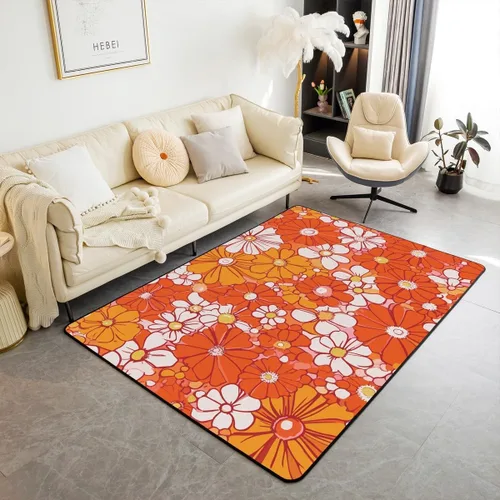 Vista 16 de Groovy Flower Power - Alfombra de 3 x 5 pulgadas, bonita alfombra floral bohemia 60S 70S, alfombra hippie para niños, niñas, adolescentes y mujeres