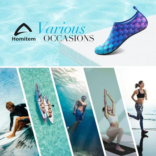 Vista 6 de Homitem Zapatos de agua para mujeres y hombres, calcetines acuáticos para natación, playa, piscina, río, sin cordones, de secado rápido