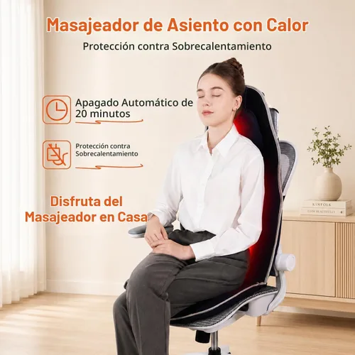 Vista 9 de SLOTHMORE Masajeador de espalda para silla con calor, vibración y soporte lumbar