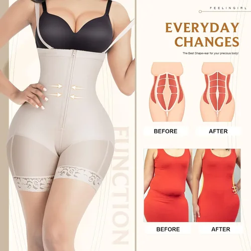 Vista 4 de FeelinGirl Faja moldeadora para mujer sin costuras firme triple control talla grande muslo adelgazante control de abdomen moldeador corporal