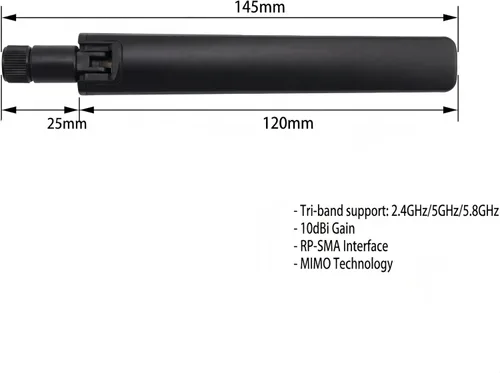 Vista 6 de Antena de tres bandas WiFi 6E 2X 10dBi 2.4GHz/5GHz/5.8GHz de alta ganancia MIMO RP-SMA macho para enrutador WiFi, tarjeta PCIe, adaptador