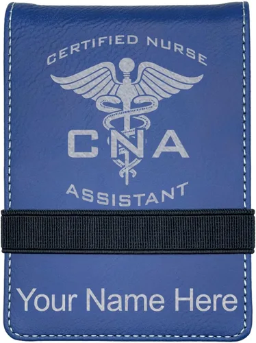 Vista 11 de LaserGram Mini padfolio con bloc de notas y bolígrafo, asistente de enfermera certificada por la CNA, grabado personalizado incluido (verde azulado)