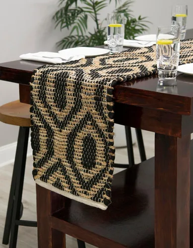 Vista 16 de Unique Loom Chindi Jute Collection - Alfombra de área (1 pies 2 pulgadas x 6 pies 1 pulgada, camino de mesa, azul marino)