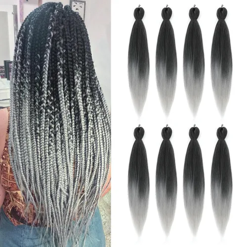 Vista 17 de Cabello trenzado preestirado - 12 pulgadas, 8 paquetes, cabello trenzado corto natural negro para trenzas torcidas o en caja, extensiones de cabello