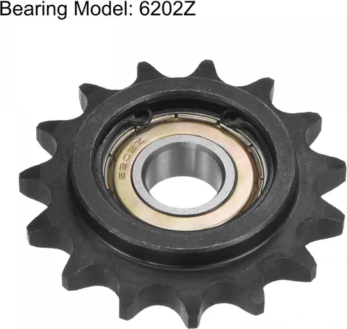 Vista 3 de uxcell Piñón tensor de cadena #40, diámetro de 0.591 in, 1/2 pulgada de paso 15 tensor de dientes, acabado de óxido negro C45 de acero al carbono