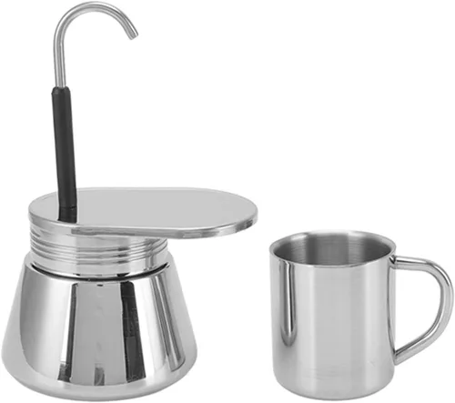 Vista 7 de Honio Moka - Juego de cafetera, olla moka de boquilla única, ligera, de acero inoxidable, a prueba de óxido para café