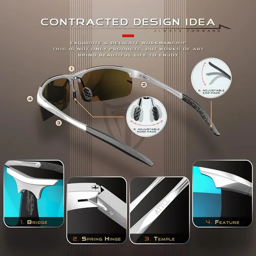Vista 4 de ATTCL Gafas de sol polarizadas de conducción de moda para hombres - Marco ultraligero de metal Al-Mg