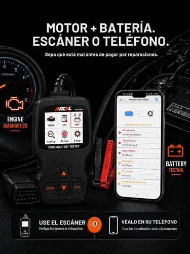 Vista 2 de Ancel AD310 Pro Bluetooth OBD2 escáner y probador de batería para Gris