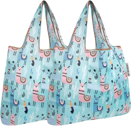 Vista 30 de allydrew Bolsa plegable de nailon para comestibles reutilizable (Set de 2), Ballenas Azules