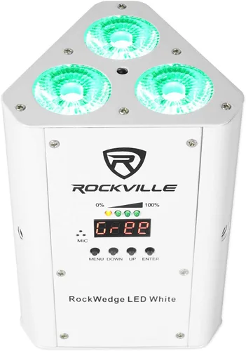 Vista 8 de (4) Rockville RockWedge LED blanco RGBWA+UV recargable luces DMX inalámbricas + bolsa