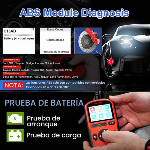 Vista 5 de Autel AL549 OBD2 lector de código del escáner con diagnóstico del ABS y prueba de la batería Enhanced Check & Reset Engine Fault Code, Live Data