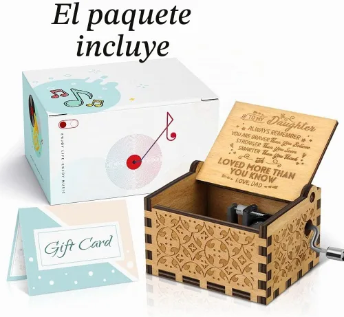 Vista 5 de Caja de música de manivela grabada, caja de música